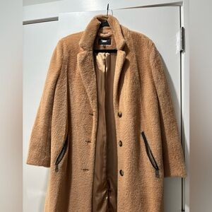 DKNY Faux Fur Coat in Tan Brown